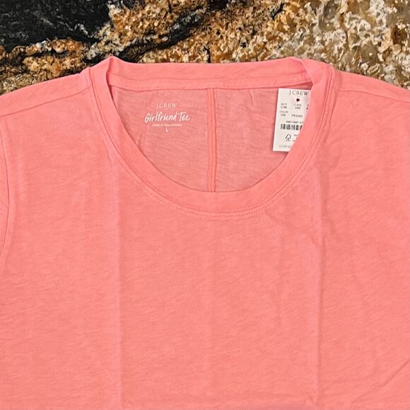 NWT J. Crew Hibiscus Pink Girlfriend Crewneck Cotton Tee - SIZE XL - Picture 3 of 10